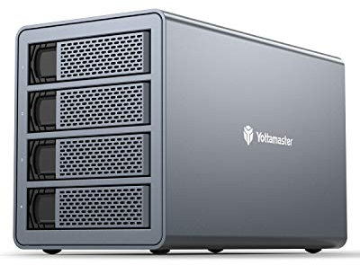 Yottamaster 4 Bay Hard Drive Enclosure Daisy Chain, 10Gbps USB-C External HDD Enclosure for 3.5& 2.5 SATA HDD/SSD up to 4x18TB, Non-RAID DAS Daisy Chain 216TB Storage Expansion [FS4C3]