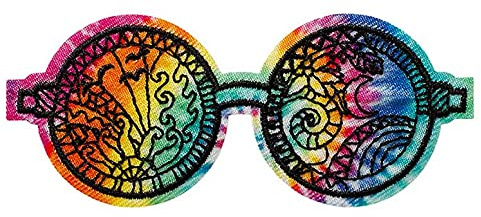 Mono-Quick Hippie Brille Peace Aufnäher zum Aufbügeln 7,5 x 3,1 cm Bügelbild für Erwachsene mit Frieden Festival, Bügelpatch Patches Bügelflicken