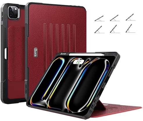 ZtotopCases Hülle für iPad Pro 12.9 Hülle 6./5./4. Generation 2022/2021/2020, 6 Blickwinkel Magnetisch Schutzhülle mit Stifthalter, Stoßfest Sturzfest, Automatischem Schlaf/Aufwach, Rot
