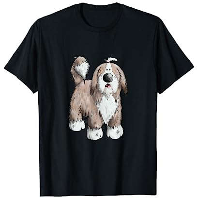 Drolliger Bearded Collie Hunde Cartoon I Hund I Beardie T-Shirt