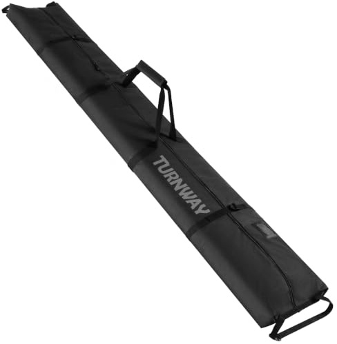 TurnWay Ski Bag | Transport Skis Up to 215 cm, Poles & Extras | Waterproof - for Men, Women and Youth (Black)