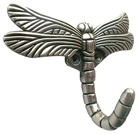 Yius Dragonfly Hook, Vintage Metal Clothes Antique Heavy Duty Hanger, Wall Mounted Zinc Alloy Hanging Organizer With Screws for Kitchen Bathroom Bedroom Decoration(Ancient Silver)