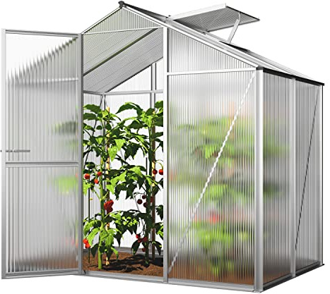 GFP Gewächshaus ECO 2 Alu-Rahmen 192x131 cm, 6 mm Doppelstegplatten formstabil & witterungsbeständig Transparent