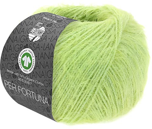 LANA GROSSA Per Fortuna GOTS | Leichtes Sommerflauschgarn mit Baumwolle | Handstrickgarn aus 74% Baumwolle (Bio) & 26% Polyamid | 50g Wolle zum Stricken & Häkeln | 190m Garn FB 27