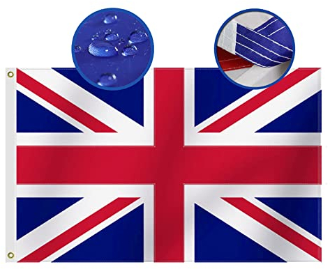 Omnisexual Strapazierfähige britische Nationalflagge für den Außenbereich, 90x150 cm, hochwertiges Oxford-Nylon 210D, Union Jack, vierfach genähte Fliegenenden, Messingösen, Doppelnähte, UK-Flaggen