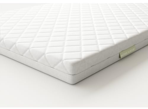 Mother Nurture Klassische Matratze für Reisebett aus Ökofaser, weiß, 95 x 65 x 7,5 cm