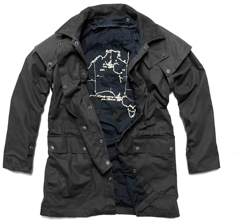 KAKADU Drover Herren-Regen-Jacke, Wachs-Jacke mit abnehmbaren Schultercape und herausnehmbarem Innenfutter bis Größe 5XL (64-66)