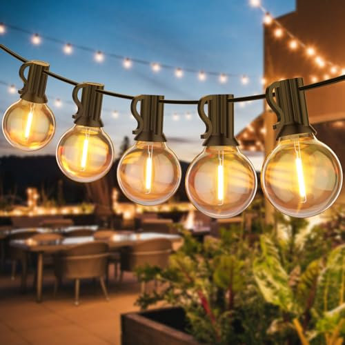 Garden String Light Mains Powered, 9M/30FT 15+1 LED Festoon Lights Outdoor, IP45 Waterproof Shatterproof Outdoor String Bulbs for Garden, Wedding, Christmas, Backyard, Party, Patio