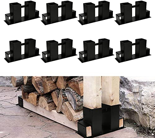 Tubiaz Holzstapelhilfe, 8er Set Schwarz Stabile Holz Stapelhilfe, Holzstapelhilfe Kaminholz Brennholz Kaminholzregal Brennholzstapelhilfe Stapelhilfe, Gestell Holz
