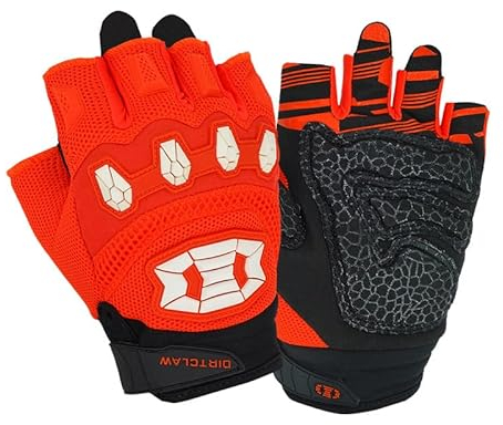 Seibertron Dirtclaw Unisex BMX MX ATV MTB Road Racing Mountainbike Fahrradhandschuhe Radsporthandschuhe Dirt Bike Gel Padded rutschfeste Halbfinger Motorrad Sports Jugend/Kinder Fluo Orange XL