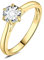 JewelryPalace 0.5ct Rund Moissanite Solitär Promise Ring Damen, Braut Schmuck Set, Verlobungsring Damenring Ringe Silber 925 mit Stein für Frauen, Simulierte Diamant Jubiläum Eheringe Vergoldet 50