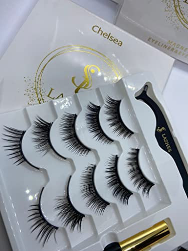 SiLashes Lot de 5 paires de faux cils magnétiques russes effet volumateur russe 3D - Aspect naturel - Chelsea