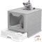 Bac à Litière pour Chat,Grande Maison de Toilette Pliable avec Couvercle,Bac de Tiroir et Pelle à Litière,Portable,WC pour Grands et Petits Chats-gris-51 * 41 * 38 cm