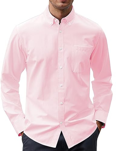 J.VER Chemise boutonnée pour Homme, Rose Clair, XXL