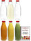 Awiku Pack 6 Botellas de Cristal de 1 Litro para Leche y Bebidas + EBook de 102 Recetas, con Tapa de Rosca Hermética - Ideal para Leche, Batidos, Horchata, Zumos, Licuados y Salsas - Set de 6