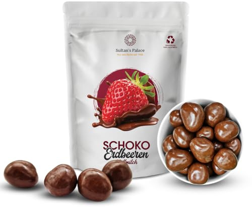 Sultan’s Palace gefriergetrocknete Erdbeeren in Vollmilch Schokolade –200 g– Fruchtig und knackig – Versand mit Kühlpads - Schokoladenfrüchte – Geschenkidee