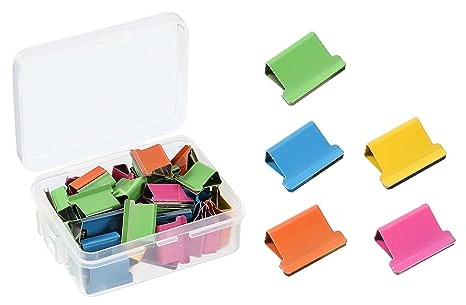 PATIKIL 0.6 x 0.4 Binder Clips, 50 Pcs Reusable Metal Refill Clip Binding for Clam Clip Dispenser, Multiple Colors