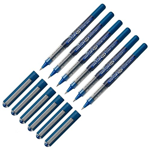 Faber-Castell uni-ball 205094 - Tintenroller uni-ball EYE Ocean Care, 6 Stück, 0.4 mm Mine, blau, dokumentenecht