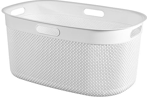 Keter Curver Filo - Cesto para la ropa sucia de baño, blanco, capacidad de 45 litros, 100% reciclado, 45 x 35 x 61 cm