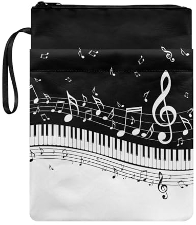 NETILGEN Piano Musical Notes Book Sleeve for Book Lovers Book Covers for Textbooks Paperback Washable Reusable Book Purse Book Case Protector