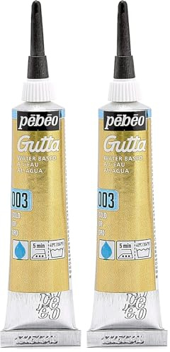 PEBEO 20 ml Setasilk Silk Painting Water Based Gutta Tube, Gold (Pack of 2)