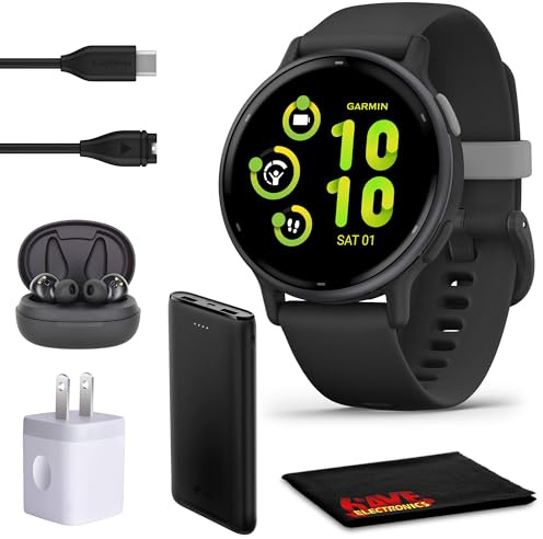 Garmin Vivoactive 5 Fitness Tracker Smart Watch per donne e uomini con lunetta in alluminio ardesia con cassa nera e cinturino in silicone con durata della batteria 11 giorni e luminoso display