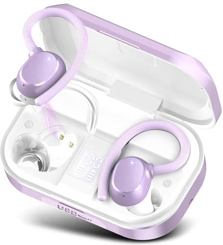 POMUIC Auriculares Inalámbricos Deportivos, 2023 Auriculares Bluetooth 5.3, 120H de Reproducción con Cancelacion Ruido ENC, Auriculares Inalambricos IPX7 Impermeable, Carga Rápida USB-C Pantalla LED
