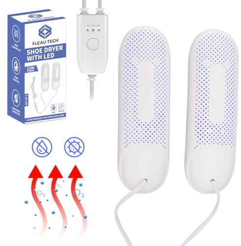 Fleau Smart Schuhtrockner – Ozon-/Trocknungsfunktion – Schuherfrischer – Geruchsentferner – Inkl. Duftkugeln & Schuhbürste (Weiß)