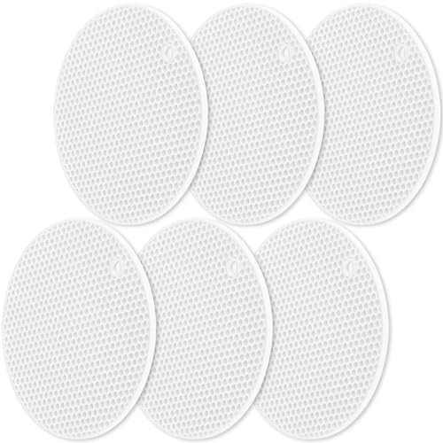 homEdge Silicone Trivets Mat, 6 Packs Multipurpose Non Slip Heat Resistant Pot Holder-White