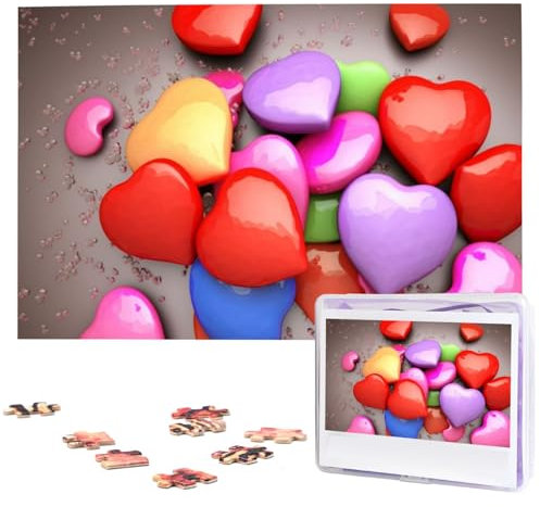KHiry Puzzles 1000 Pieces Personalized Jigsaw Puzzles love hearts Photo Puzzle Challenging Picture Puzzle for Adults Personaliz Jigsaw with storage bag (29.5 x 19.7)