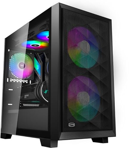 PCCOOLER C3D310 PC Case, M-ATX Gaming PC Case, Pre-installed 2 x 120mm PWM ARGB Fans, Tempered Glass Side Panel, MATX/ITX High Airflow Case, 240MM Radiator&350mm GPU Support, Black