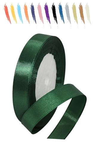 MORAINJAY 15mm Nastro di Raso,23M Verde Scuro Nastro Satin per Confezioni Regalo,Nastri Raso Decorativo per Bouquet da Sposa,Fiocchi per Capelli,Decorazione Torte,Compleanno,Natale,Battesimo