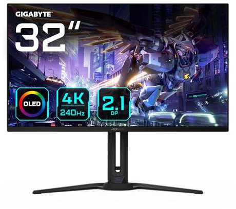 Gigabyte AORUS FO32U2P 32” QD-OLED Flat Gaming Monitor - 3840 x 2160(UHD), 240Hz, 0.03ms, 250 cd/m2, KVM, FreeSync Premium Pro, DisplayHDR True Black 400, DisplayPort2.1
