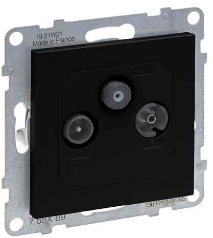 LEGRAND, SEANO Enddose TV-R-SAT, HD-TV, Anschlussdämpfung: 10 dB, Farbe: Schwarz lackiert, 765369