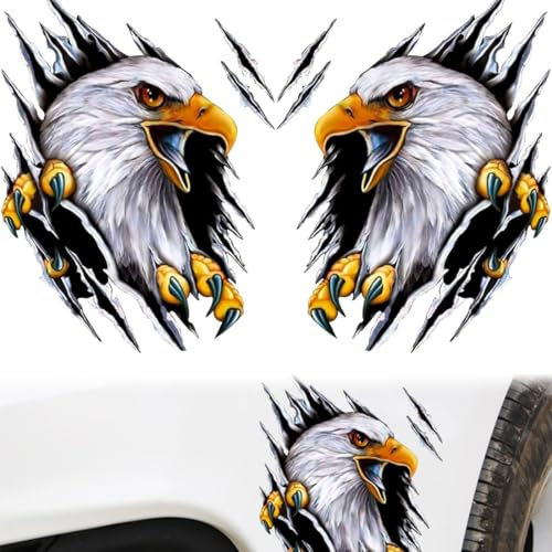 Autoaufkleber, 2 Stk Fun Tier Adler Aufkleber, 3D Auto Körper Aufkleber, Wasserdicht Kreativ Vinyl Stickers, Wasserdichte Auto Aufkleber, für Auto Motorräder, Fahrrad, Mehrfarbig