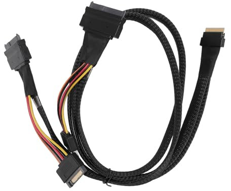 Bewinner NVME PCIe SSD-Kabel, SFF-8654 8I auf 2 X SFF-8639 NVME U.2 Kabeladapter 24 Gbit/s 80 cm für Mainboard, SAS, mit Slim für SAS, Slim, für Diese Verbindungen