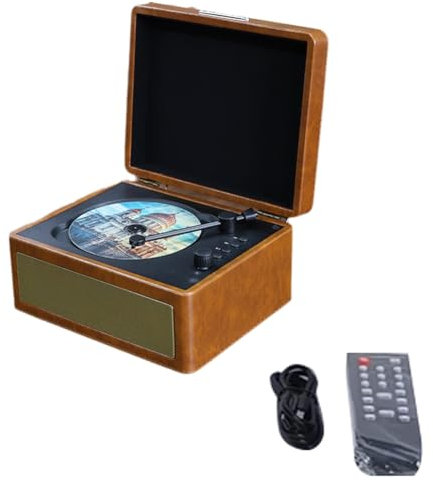 Guihydur Haut-Parleur Bluetooth sans Fil Portable, Reproducteur Multifonctionnel CD Rétro, Lecteur Audio D'Enregistrement Marron