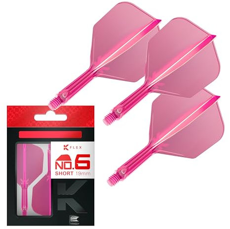 Target Darts K Flex Integrated Dart Flights and Shafts, Nr.6 Rosa (Short) | 3er Pack K-Flex - No6, Kflex All In One Moulded Dart Flight & Stem | Professionelles Dart Zubehör