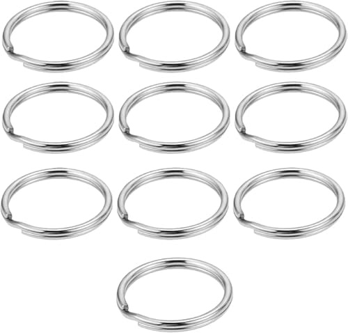 Flache Schlüsselringe, 50 mm, großer offener Schlüsselring – stabiler Schlüsselanhänger für Schlüsselanhänger und Bastelarbeiten, 10 Stück
