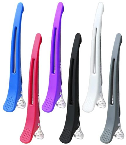 6pcs Pince Cheveux Coiffeur,Pince Cheveux Antidérapante Sans Trace, Pince Crocodile Cheveux Professionnelles,Pince à Cheveux à Bec de Canard Pratiques, pour la Coupe de Style, Salon et Maison