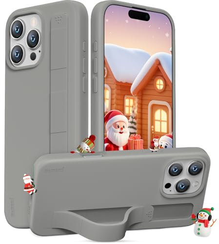 memumi Case for iPhone 16 Pro Max Liquid Silicone with Phone Stand, Multi-Functional Horizontal Kickstand Protective Case, Multiple Colors Slim Cute Hybrid Cover 6.9 Inch Gray