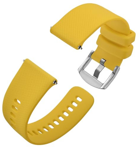 Anbeer Bracelets de Montres en Silicone pour Femme Homme, 20mm Bracelets de Montre en Caoutchouc à Déclenchement Rapide,Jaune