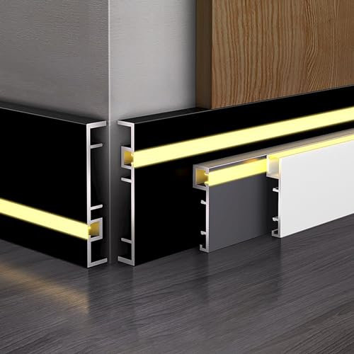 Raouoae Plinthes Décoratives 125 Cm* 4 Pièces Garnitures De Sol Et Moulures Murales pour Finition Parfaite Bordures Auto-adhésives pour Pièces Couloirs Et Cuisines(Black,A)