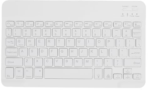 Denash Ultraschlanke -Tastatur, RGB-Hintergrundbeleuchtung, Wiederaufladbare Kabellose Ergonomische Tastatur für -Tablet-Telefone (White)