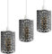 3 Pack of Industrial Brushed Silver Metal Bulb Guard Drum Shaped Lampshades for Ceiling Pendant Lights, Indoor Easy Fit Wire Cages for Kitchen, Hallways (Brushed Silver 3 Pack)