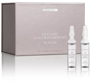 KU2 Cosmetics Lift & Fill Hyaluron Ampullen I 30 x 1,5 ml Tag & Nacht Intensivkur I Anti-Aging Feuchtigkeitspflege