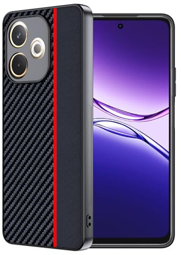 FDHYFGDY Cover per OPPO A5 Pro 4G/5G, Custodia Protettiva Antigraffio Antiurto, Ultrasottile in Fibra di Carbonio Compatibile con OPPO A5 Pro Custodia - Rosso e Nero