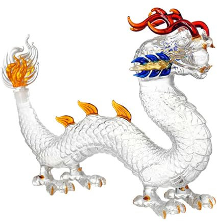 Dragon Decanter Set, Clear Glass Chinese Zodiac Animal Whiskey Carafe for Personalized Wine Gifting