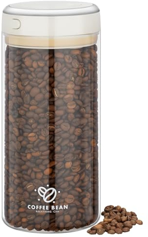 Kaffeedose Luftdicht 500g Bohnen, 1.7L Kaffeebehälter mit Vakuumdeckel, Borosilikatglas Vakuumbehälter mit Auslassventil und Datumsanzeige, Aufbewahrungsgläser für Kaffeebohnen, Tee, Kakao (1700ML)