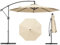 COSTWAY 3M Cantilever Garden Parasol, Hanging Offset Umbrella with Infinite Tilt, 360° Rotation and Crank Handle, Outdoor Water-proof Canopy Sunshade Shelter for Patio Balcony (Beige)